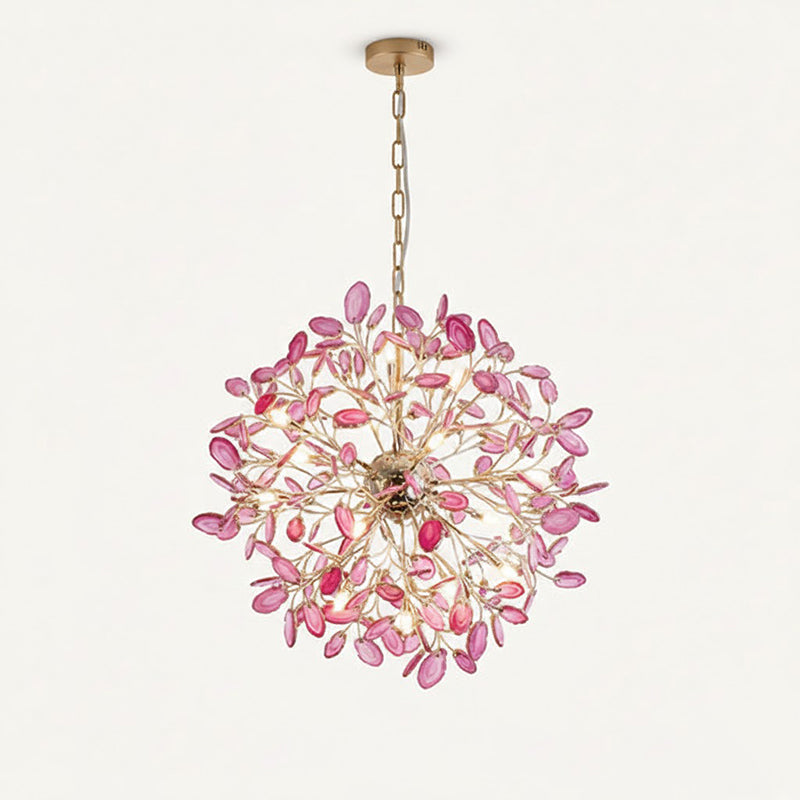Pendant Light Natural Agate G4 58.0 cm Gold Living Room Dining Room Chandelier Multicolour Ceiling Hanging Light | Thomler