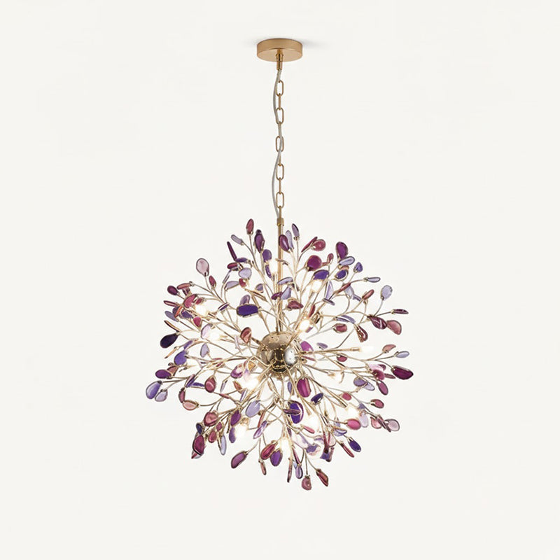 Pendant Light Natural Agate G4 58.0 cm Gold Living Room Dining Room Chandelier Multicolour Ceiling Hanging Light | Thomler