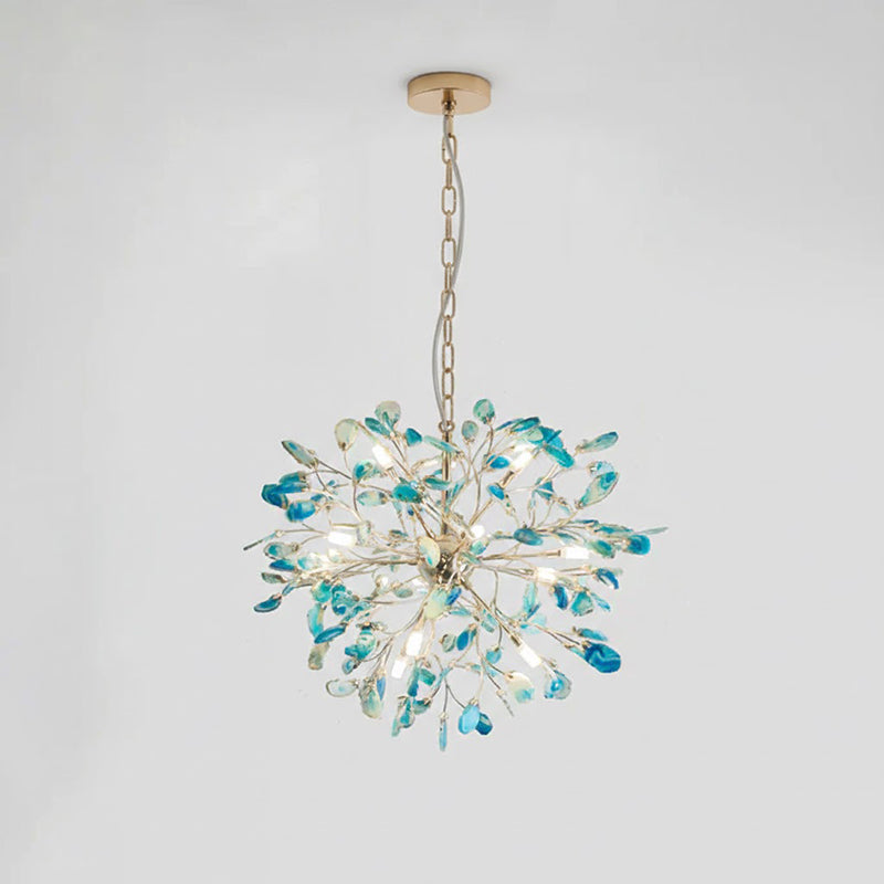 Pendant Light Natural Agate G4 58.0 cm Gold Living Room Dining Room Chandelier Multicolour Ceiling Hanging Light | Thomler