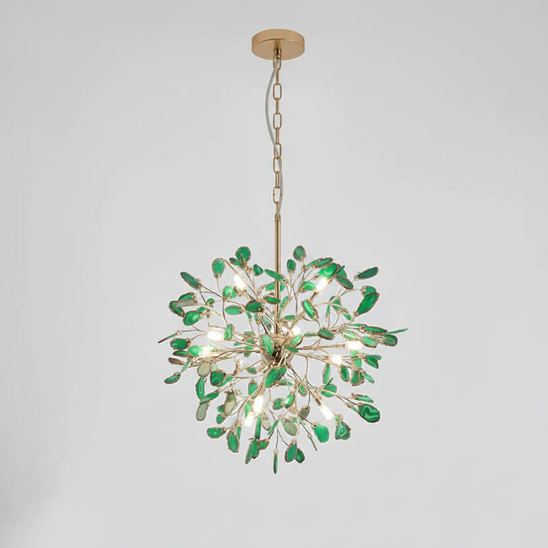 Pendant Light Natural Agate G4 58.0 cm Gold Living Room Dining Room Chandelier Multicolour Ceiling Hanging Light | Thomler