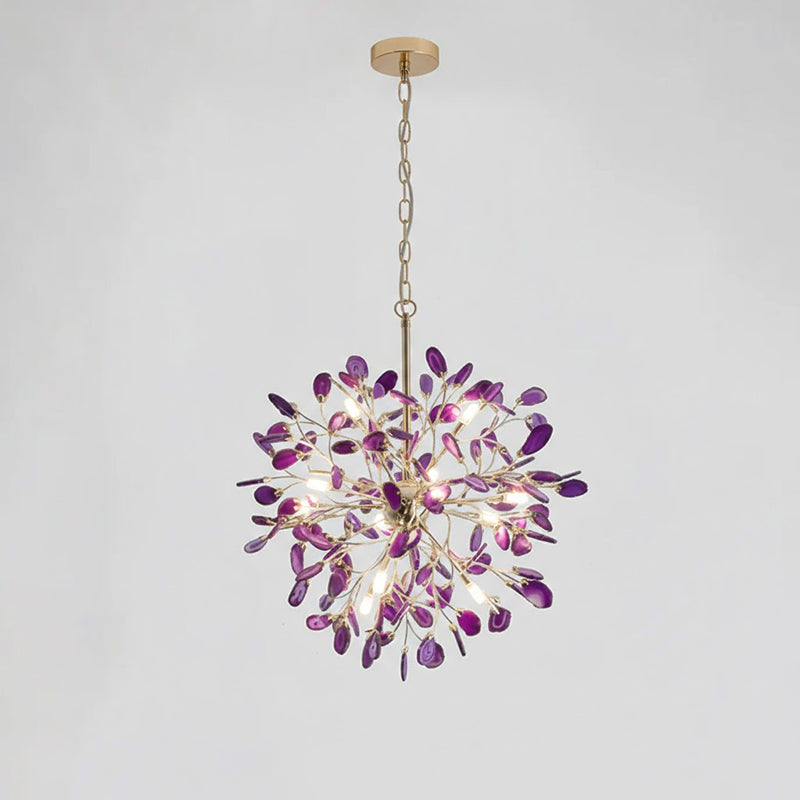 Pendant Light Natural Agate G4 58.0 cm Gold Living Room Dining Room Chandelier Multicolour Ceiling Hanging Light | Thomler