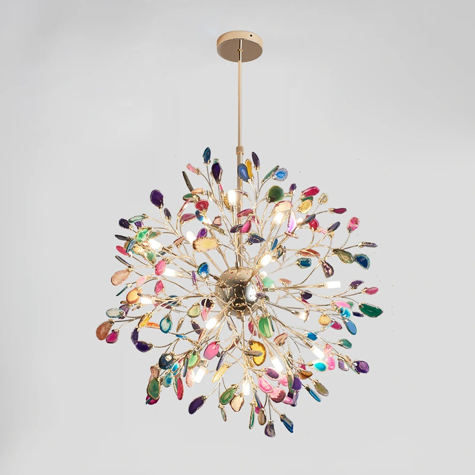 Pendant Light Natural Agate G4 58.0 cm Gold Living Room Dining Room Chandelier Multicolour Ceiling Hanging Light | Thomler