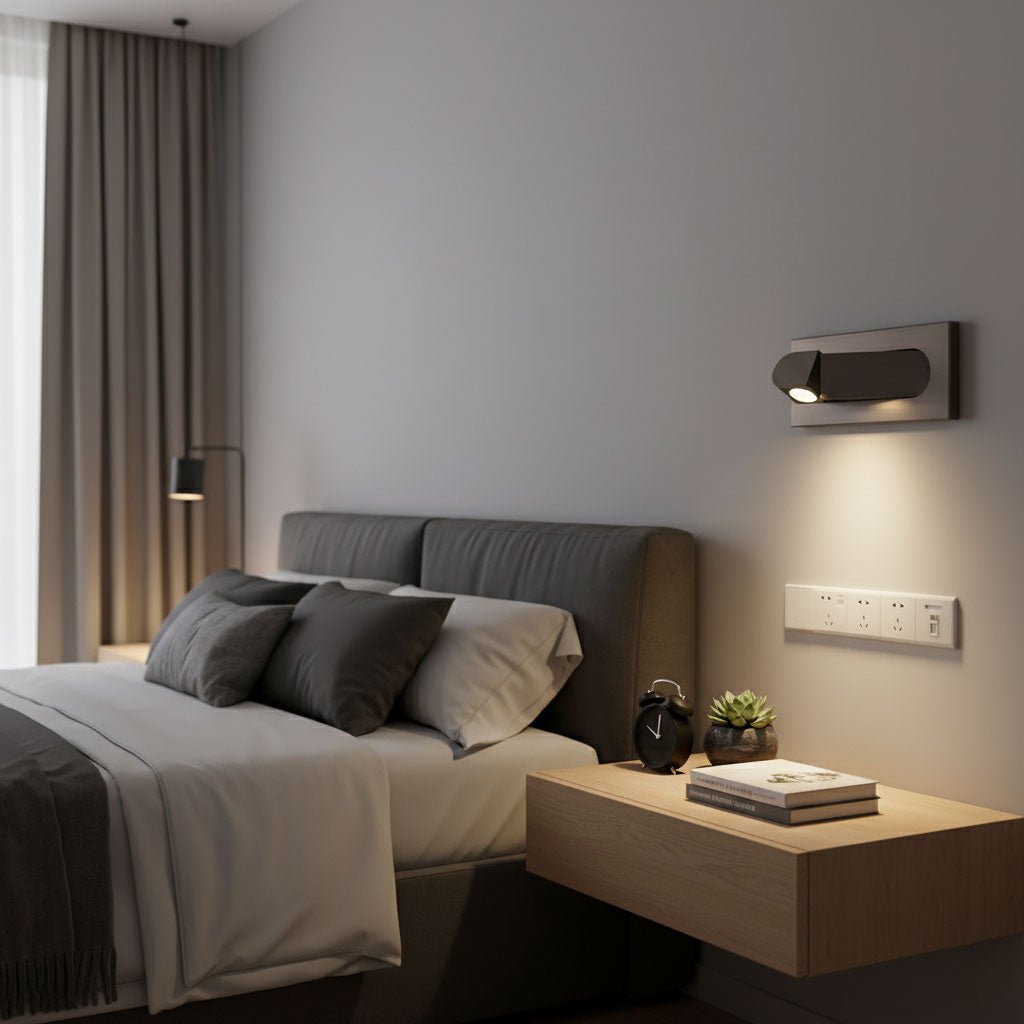 Aluminum Wall Reading Light 7.5 in Adjustable LED Bedside Bedroom Directional Lamp Flush Mount Push Switch | Thomler
