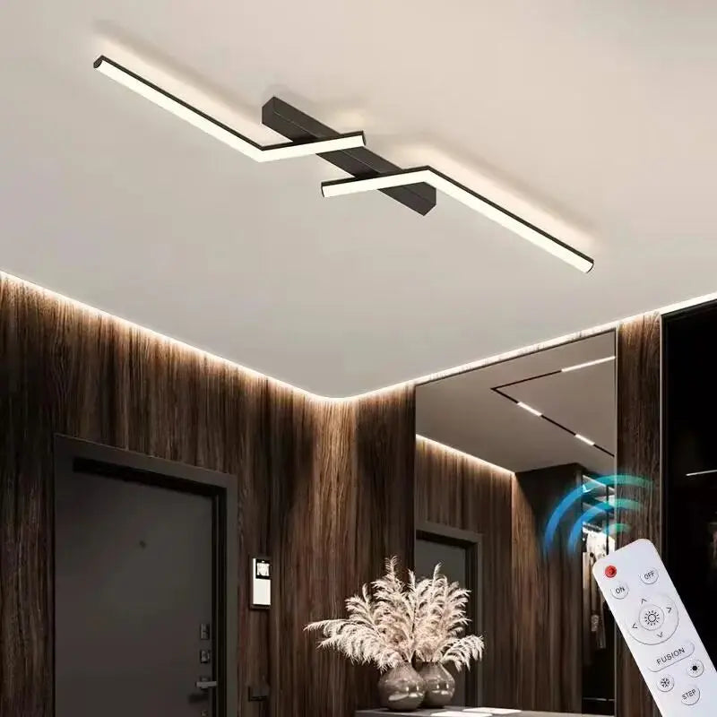 Dimmable LED Ceiling Light Flush Mount with Remote Control – Modern Aluminum Linear Panel | Thomler