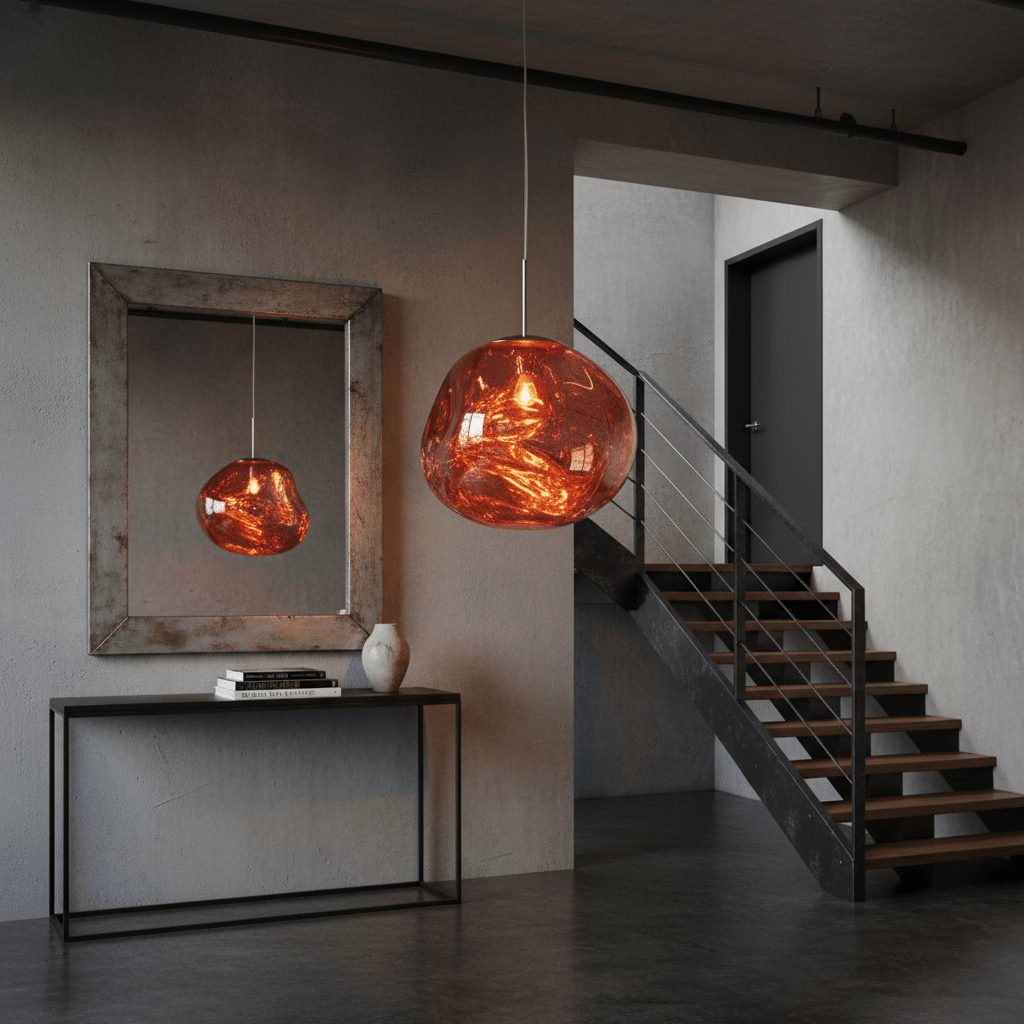 Modern Lava Pendant Lamp 7 in Copper Chrome Gold Ceiling Dining Lighting Mirror Effect Hanging Fixture | Thomler