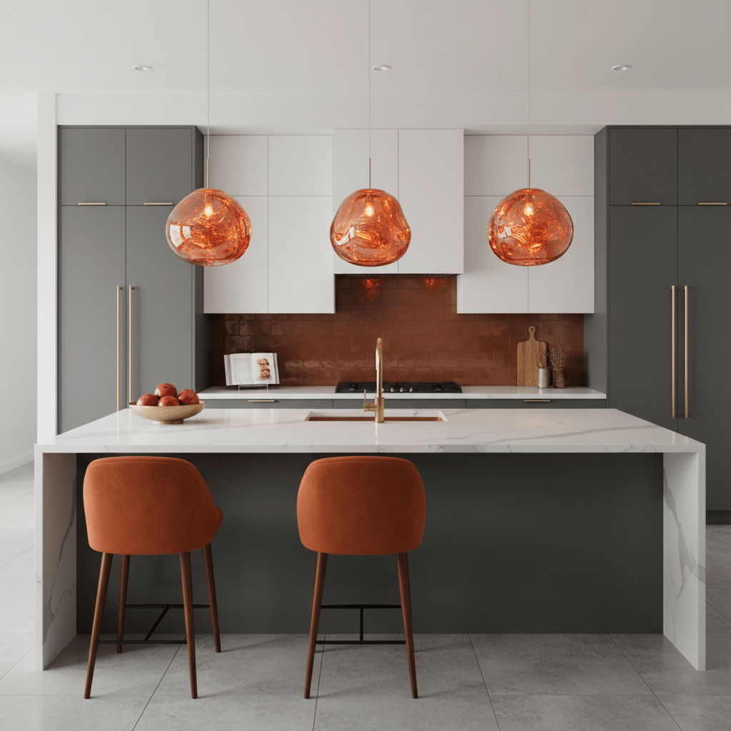 Modern Lava Pendant Lamp 7 in Copper Chrome Gold Ceiling Dining Lighting Mirror Effect Hanging Fixture | Thomler