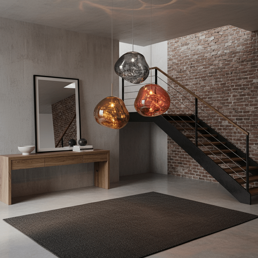 Modern Lava Pendant Lamp 7 in Copper Chrome Gold Ceiling Dining Lighting Mirror Effect Hanging Fixture | Thomler