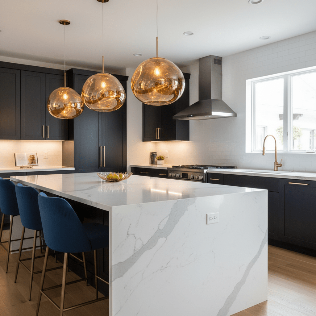 Modern Lava Pendant Lamp 7 in Copper Chrome Gold Ceiling Dining Lighting Mirror Effect Hanging Fixture | Thomler