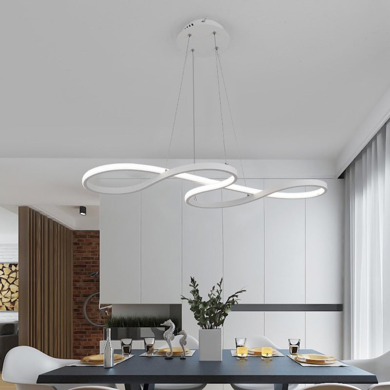 Music Note Linear Pendant Light Dimmable Metal & Silicone Artistic Fixture for Bedroom Living Room Adjustable Modern Chandelier | Thomler