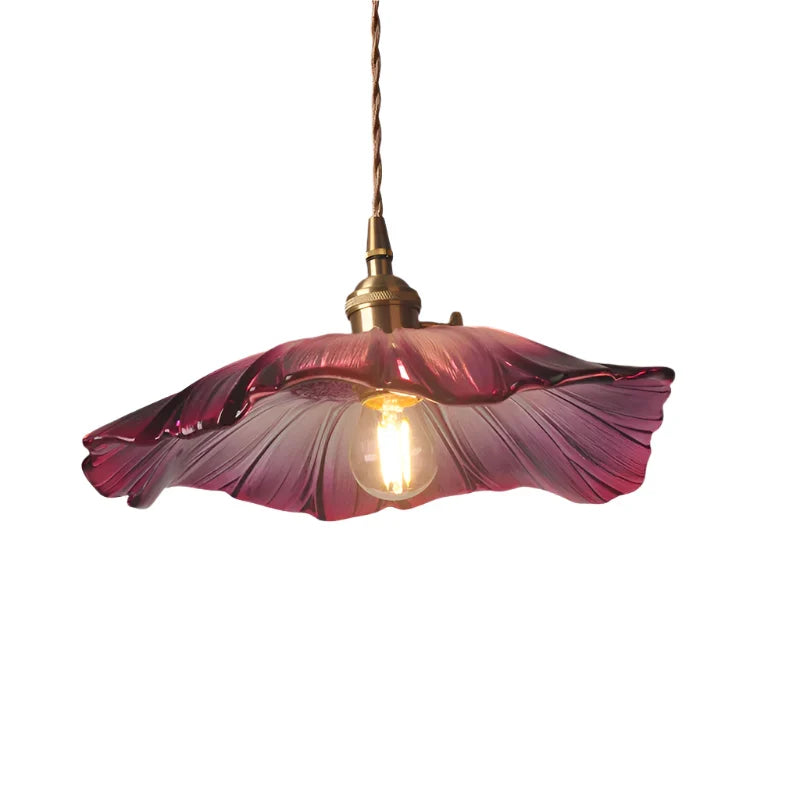 Flower Glass Pendant Light Fixture Ceiling Hanging Lamp Dining Room Bedroom Modern Floral Shade Home Decor Lighting for Kitchen Living | Thomler