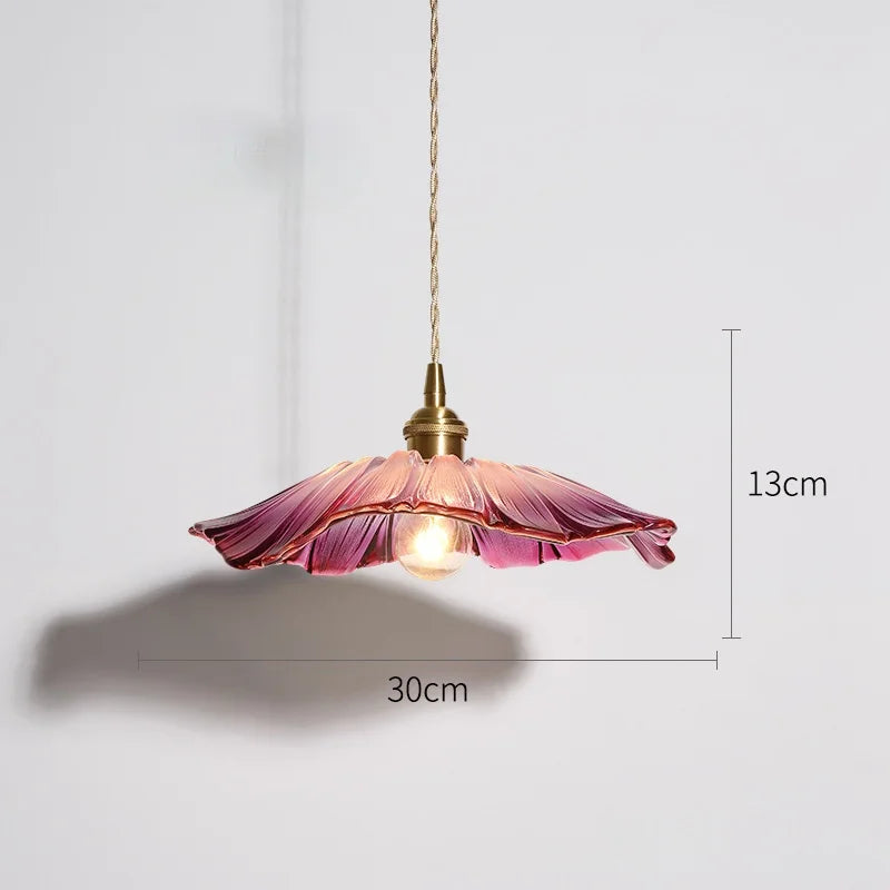 Flower Glass Pendant Light Fixture Ceiling Hanging Lamp Dining Room Bedroom Modern Floral Shade Home Decor Lighting for Kitchen Living | Thomler