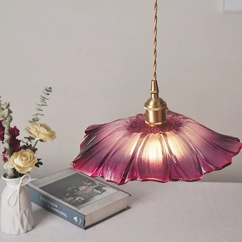 Flower Glass Pendant Light Fixture Ceiling Hanging Lamp Dining Room Bedroom Modern Floral Shade Home Decor Lighting for Kitchen Living | Thomler