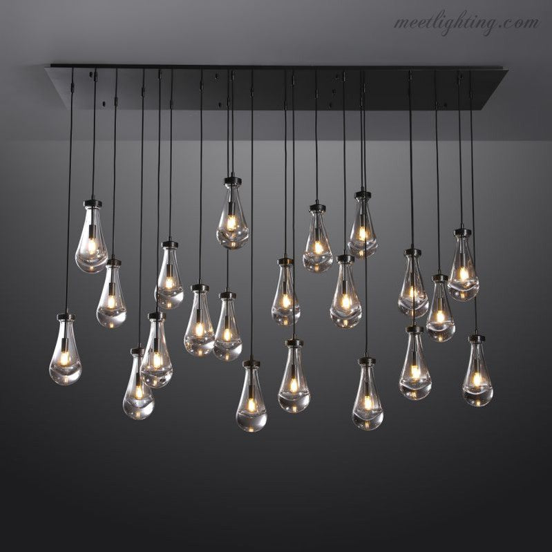 Linear Glass Teardrop Fixture Brass Nickel Black Finish LED Dining Room Bedroom Living Room Restaurant Hotel Ceiling Statement Light | Thomler