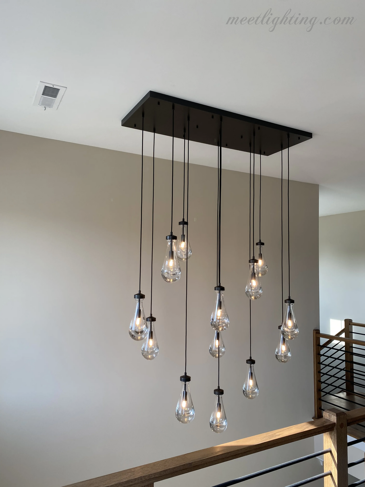 Linear Glass Teardrop Fixture Brass Nickel Black Finish LED Dining Room Bedroom Living Room Restaurant Hotel Ceiling Statement Light | Thomler