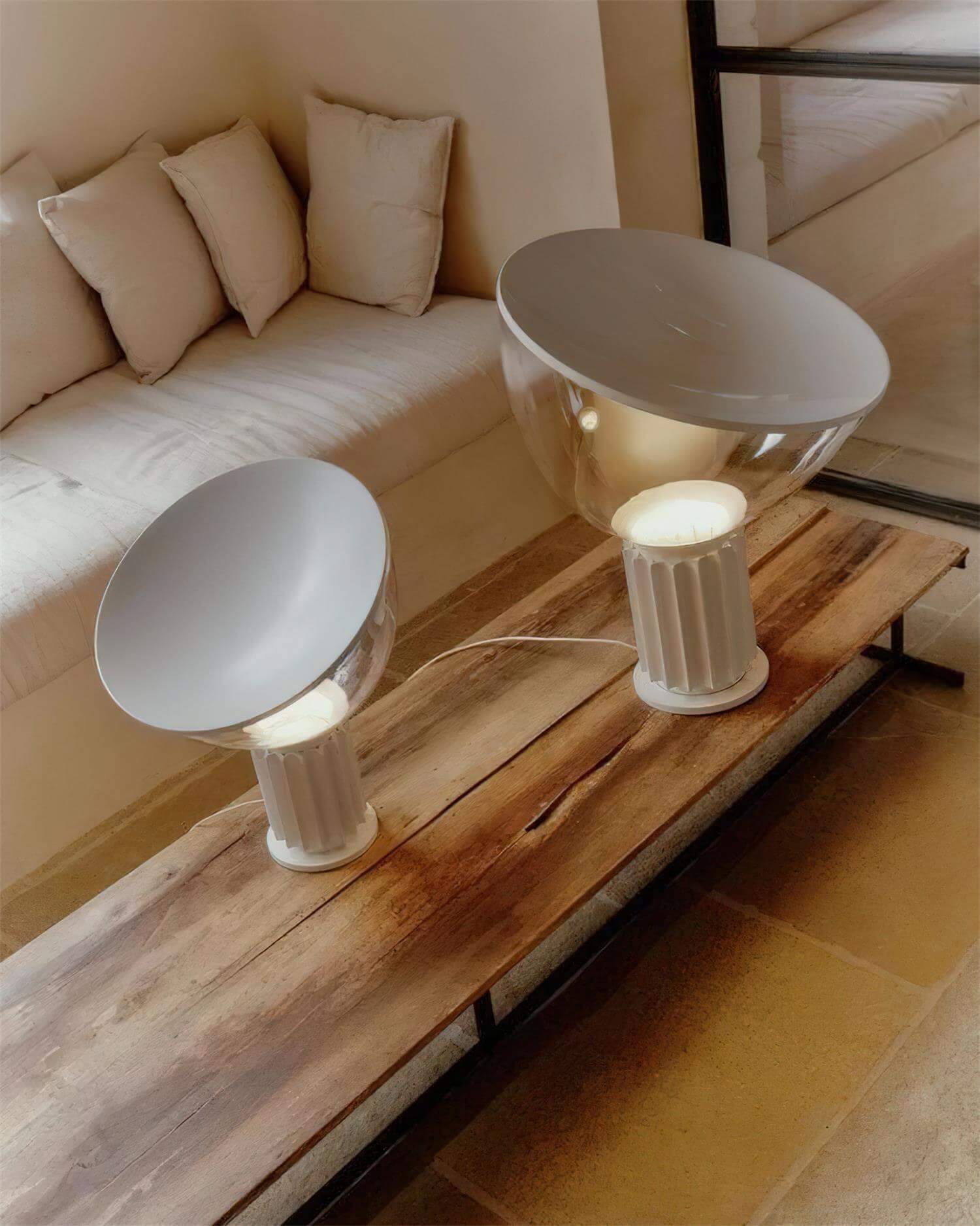 Table Lamp Glass 19.5 in x 25.4 in Adjustable Living Room Bedroom Office Lighting Soft Diffused Glow Modern Home Decor | Thomler