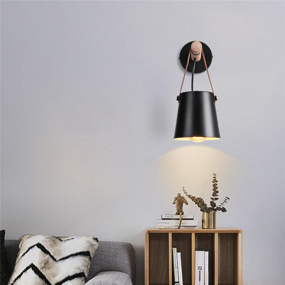 Wall Lamp Wood Iron E27 20.0 cm Black Bedroom Reading Industrial Lighting Fixture | Thomler