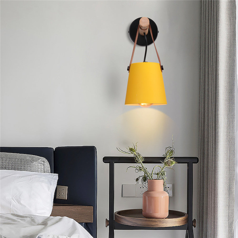 Wall Lamp Wood Iron E27 20.0 cm Black Bedroom Reading Industrial Lighting Fixture | Thomler