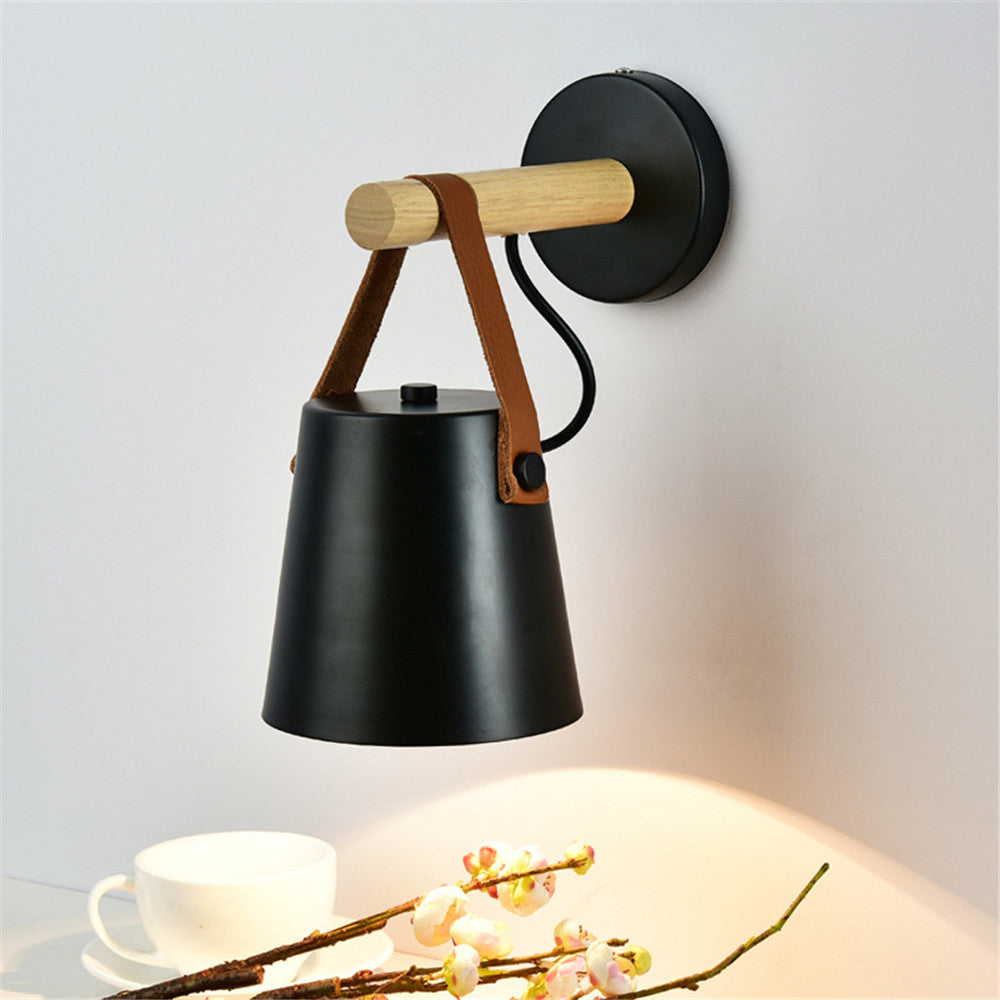 Wall Lamp Wood Iron E27 20.0 cm Black Bedroom Reading Industrial Lighting Fixture | Thomler
