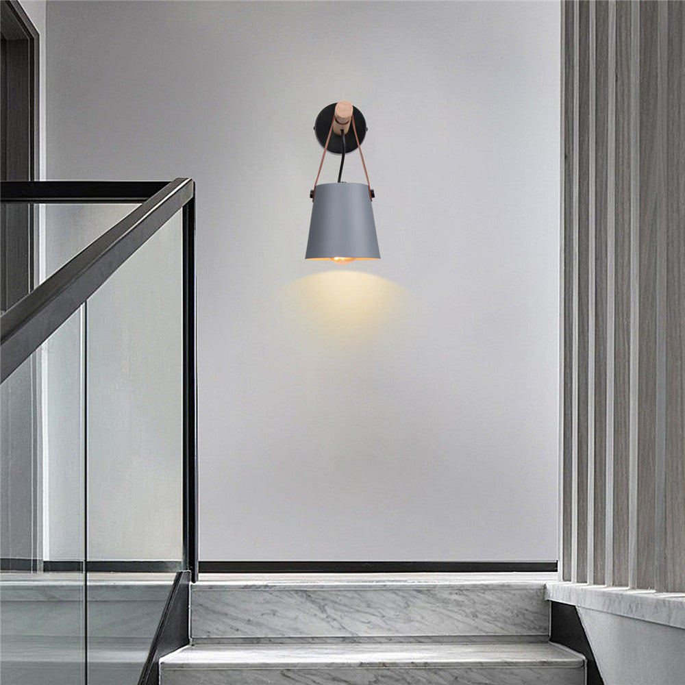 Wall Lamp Wood Iron E27 20.0 cm Black Bedroom Reading Industrial Lighting Fixture | Thomler