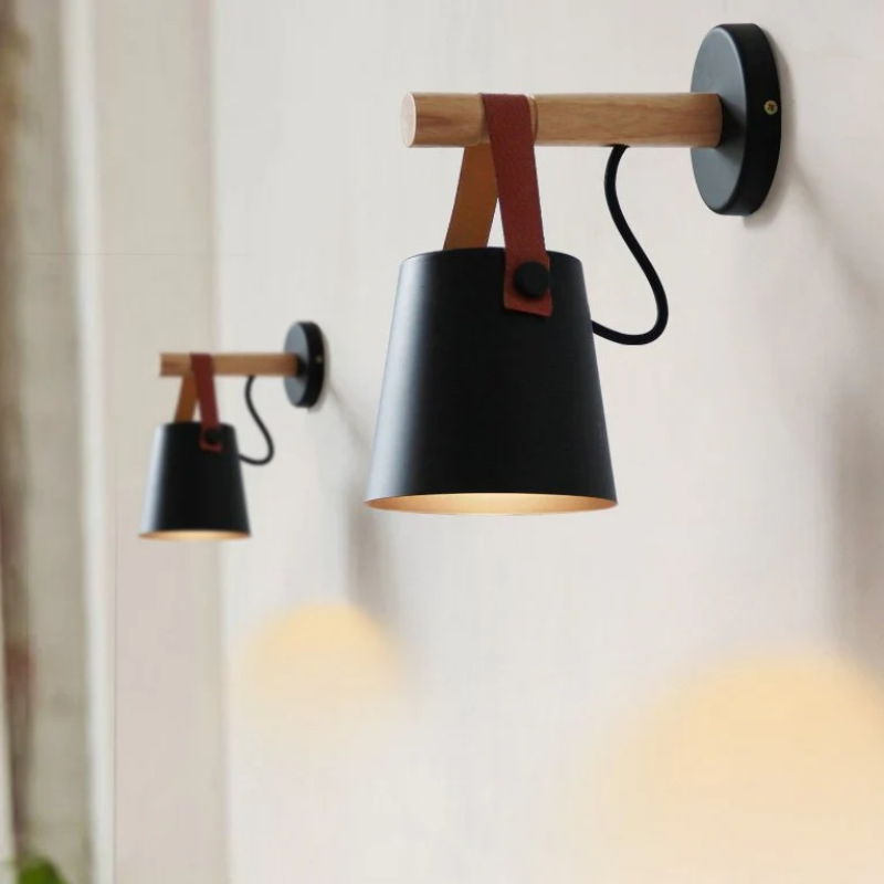 Wall Lamp Wood Iron E27 20.0 cm Black Bedroom Reading Industrial Lighting Fixture | Thomler