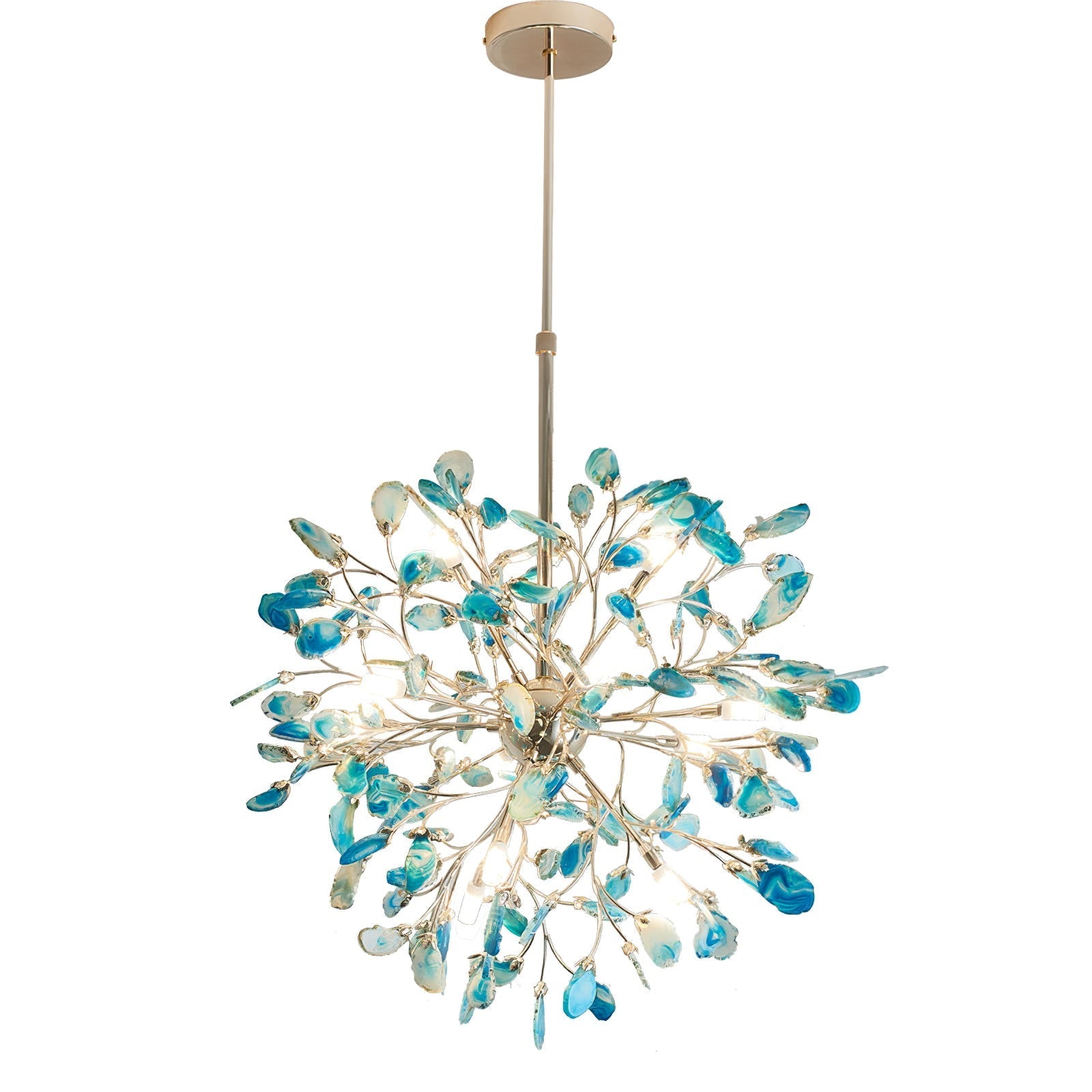 Pendant Light Natural Agate G4 58.0 cm Gold Living Room Dining Room Chandelier Multicolour Ceiling Hanging Light | Thomler