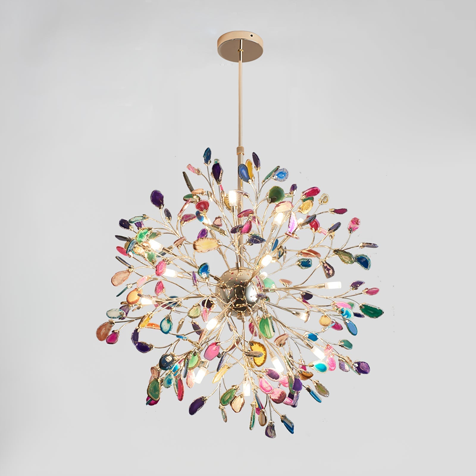 Pendant Light Natural Agate G4 58.0 cm Gold Living Room Dining Room Chandelier Multicolour Ceiling Hanging Light | Thomler
