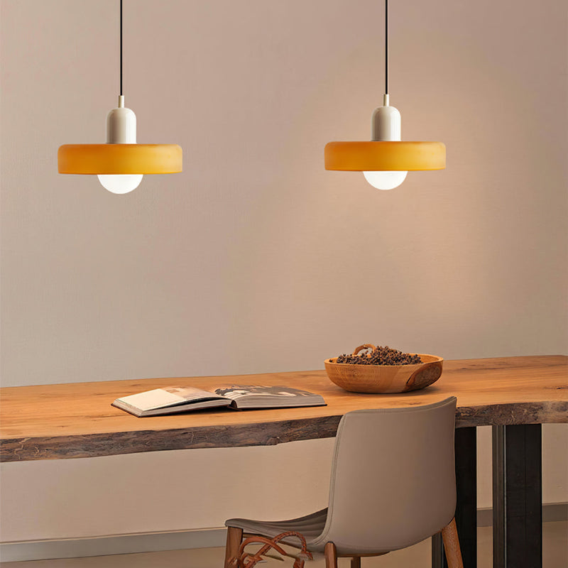 Glass Disc Pendant Light with Adjustable Cord – Modern Ceiling Fixture for Dining Room, Kitchen Island & Living Room | Thomler