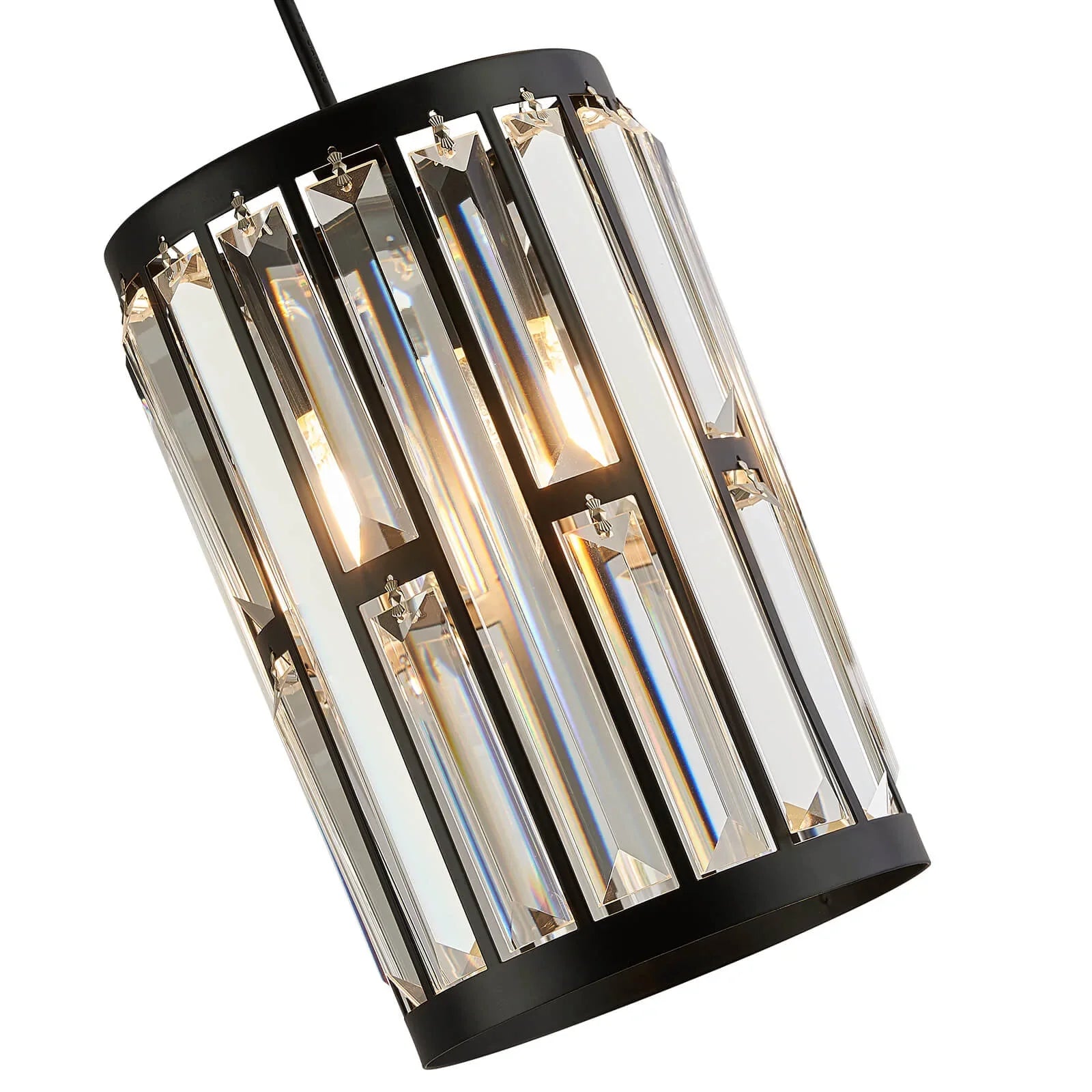 Black Metal Geometric Crystal Pendant Light E12 Candelabra Socket Modern Dining Room Chandelier Adjustable Cord Kitchen Island Bedroom | Thomler