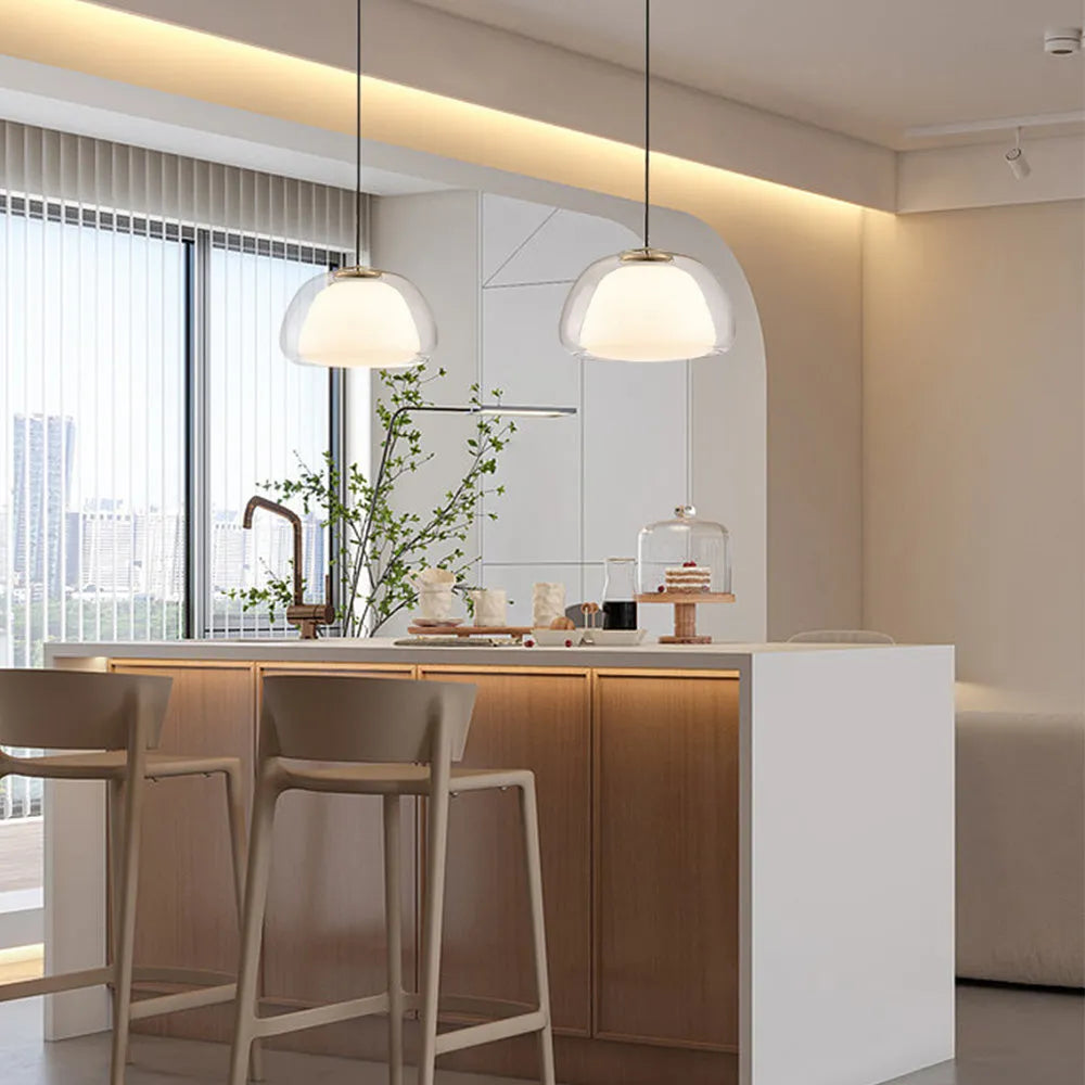 Pendant Light Glass 25.0 cm 39.0 cm White Dining Room Hanging Ceiling Lamp Modern Jelly Texture E27 Kitchen Island | Thomler
