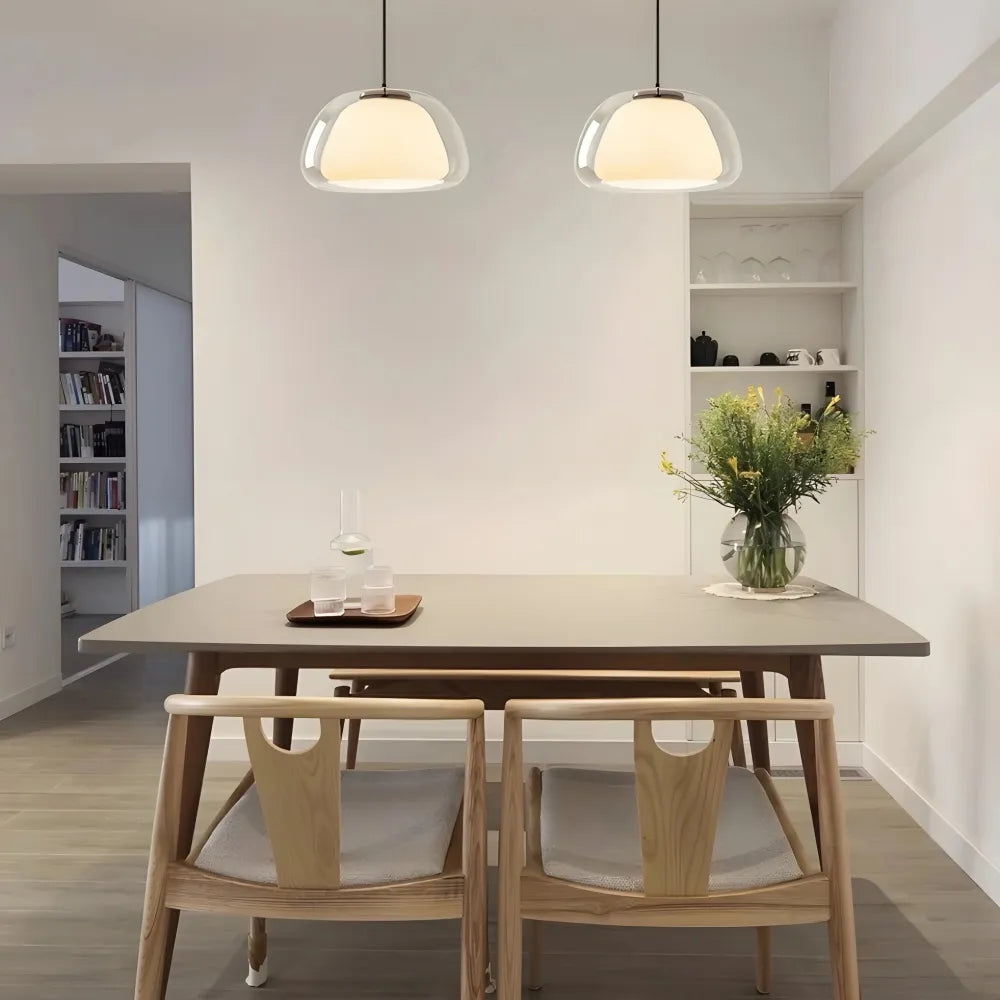 Pendant Light Glass 25.0 cm 39.0 cm White Dining Room Hanging Ceiling Lamp Modern Jelly Texture E27 Kitchen Island | Thomler
