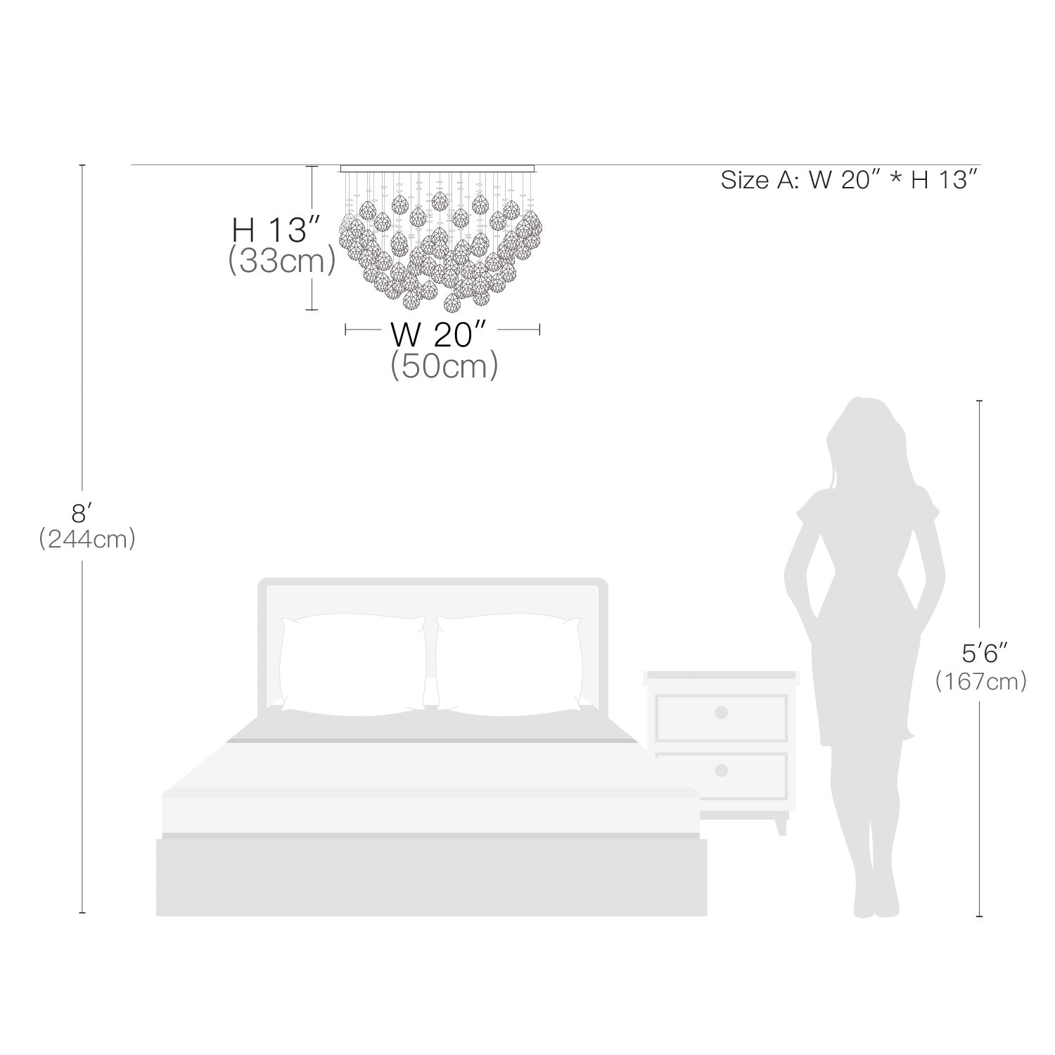 Sparkling Tiered Crystal Ceiling Light Fixture 9-Socket Chrome Finish for Dining Room Bedroom Living Room Contemporary Semi-Flush Mount | Thomler