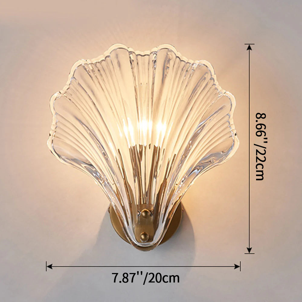 Wall Lamp Glass Shell 20.0 cm Gold Bedroom Hallway Coastal LED Accent Light | Thomler
