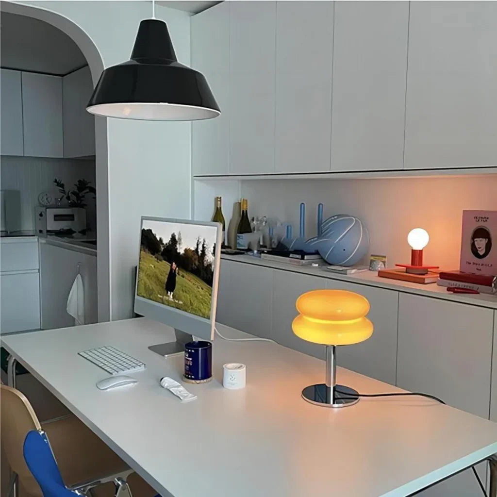 Table Lamp Glass 10 in White Jade Minimalist Bedroom Desk Accent Light | Thomler