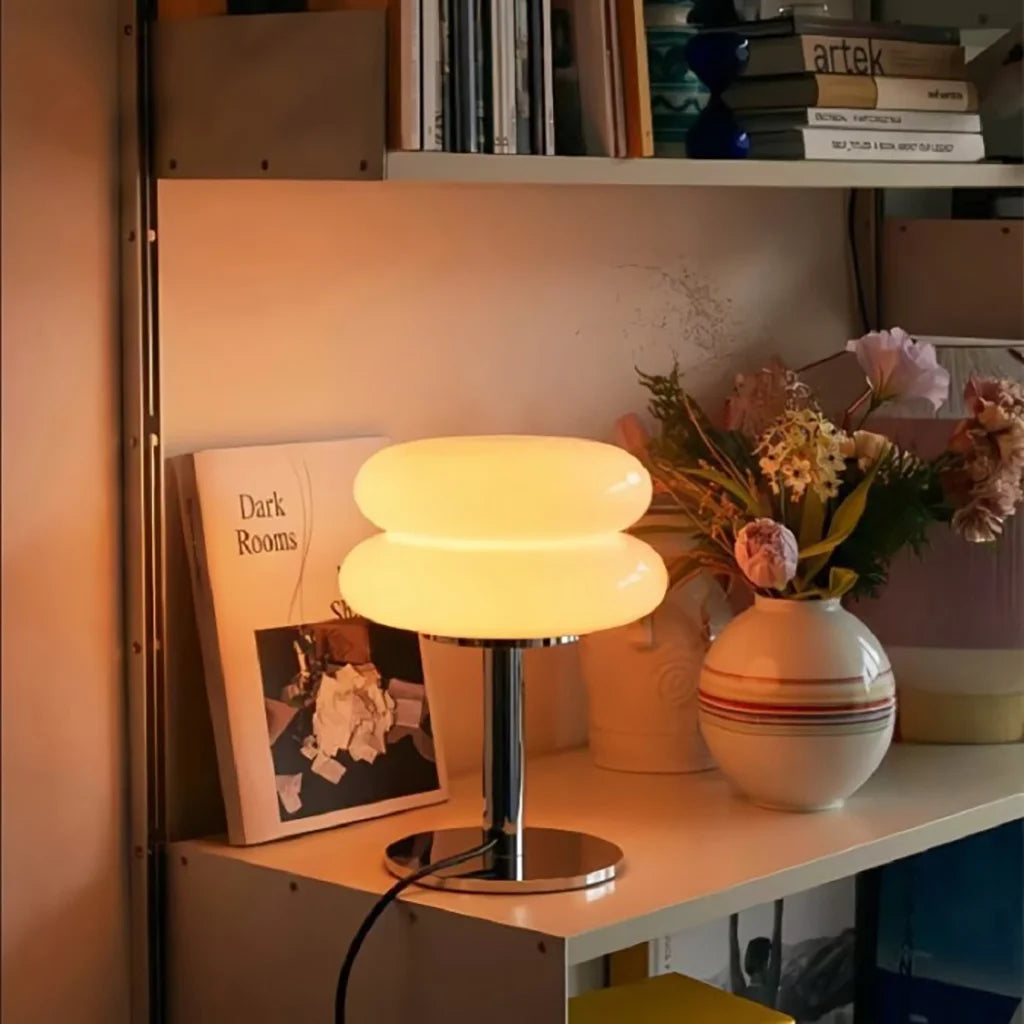 Table Lamp Glass 10 in White Jade Minimalist Bedroom Desk Accent Light | Thomler