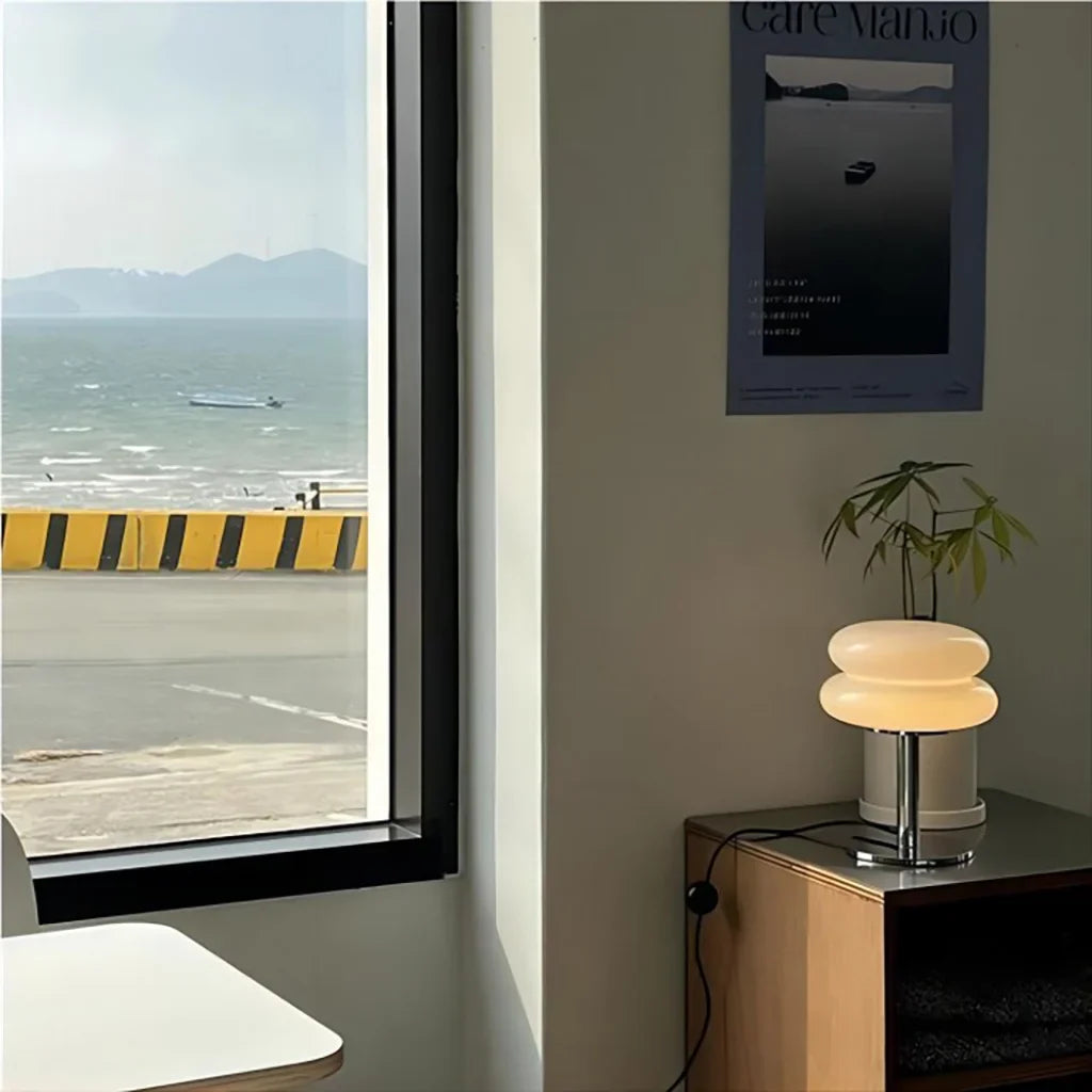 Table Lamp Glass 10 in White Jade Minimalist Bedroom Desk Accent Light | Thomler