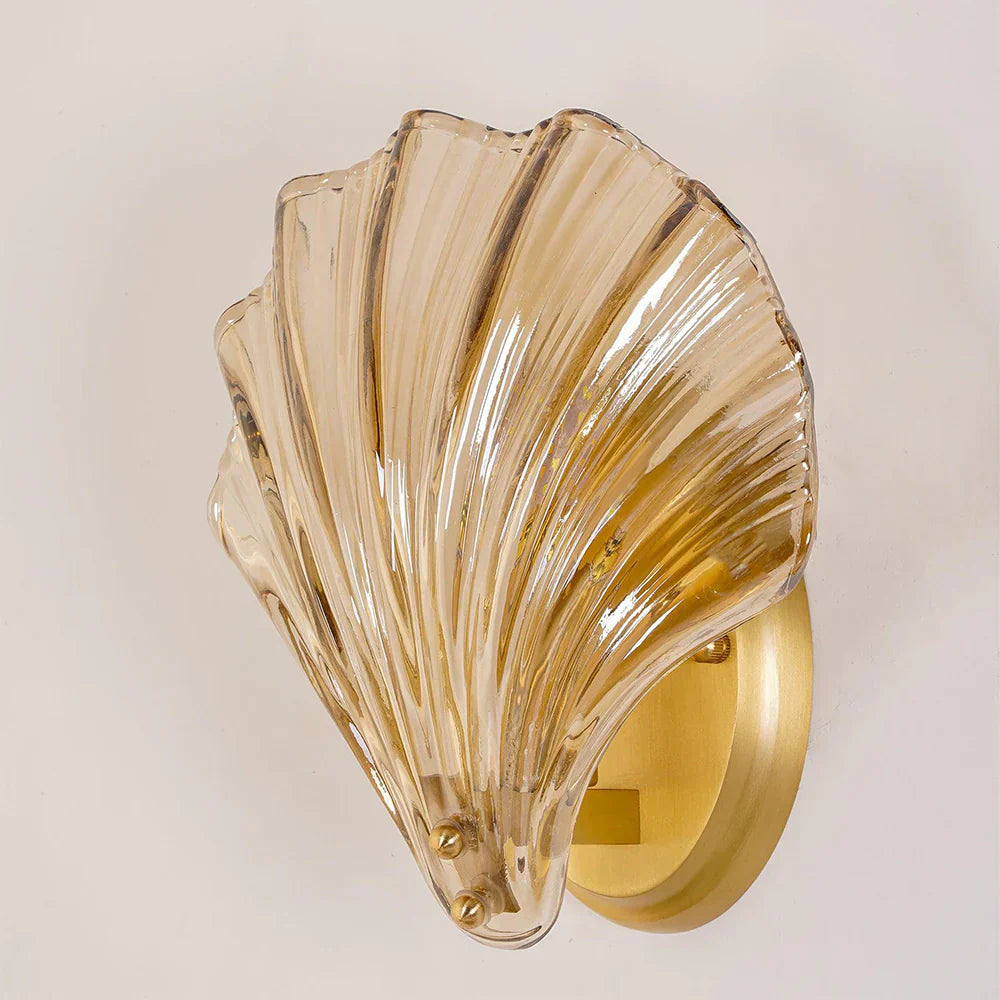 Wall Lamp Glass Shell 20.0 cm Gold Bedroom Hallway Coastal LED Accent Light | Thomler