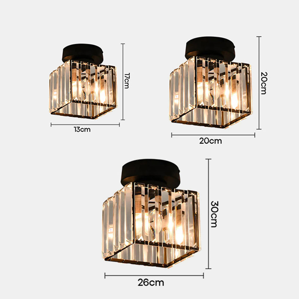 Ceiling Lamp Crystal E27 Black Or Gold Hallway Living Room Bedroom Flush Mount Light Fixture | Thomler