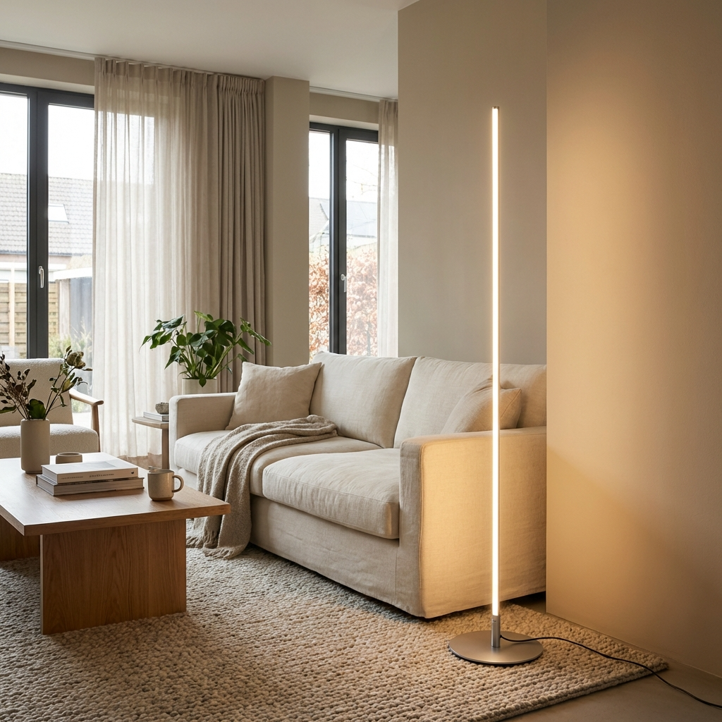 Tall Uplight Standing Lamp with LED – Sleek Metal Design for Modern Spaces | Thomler