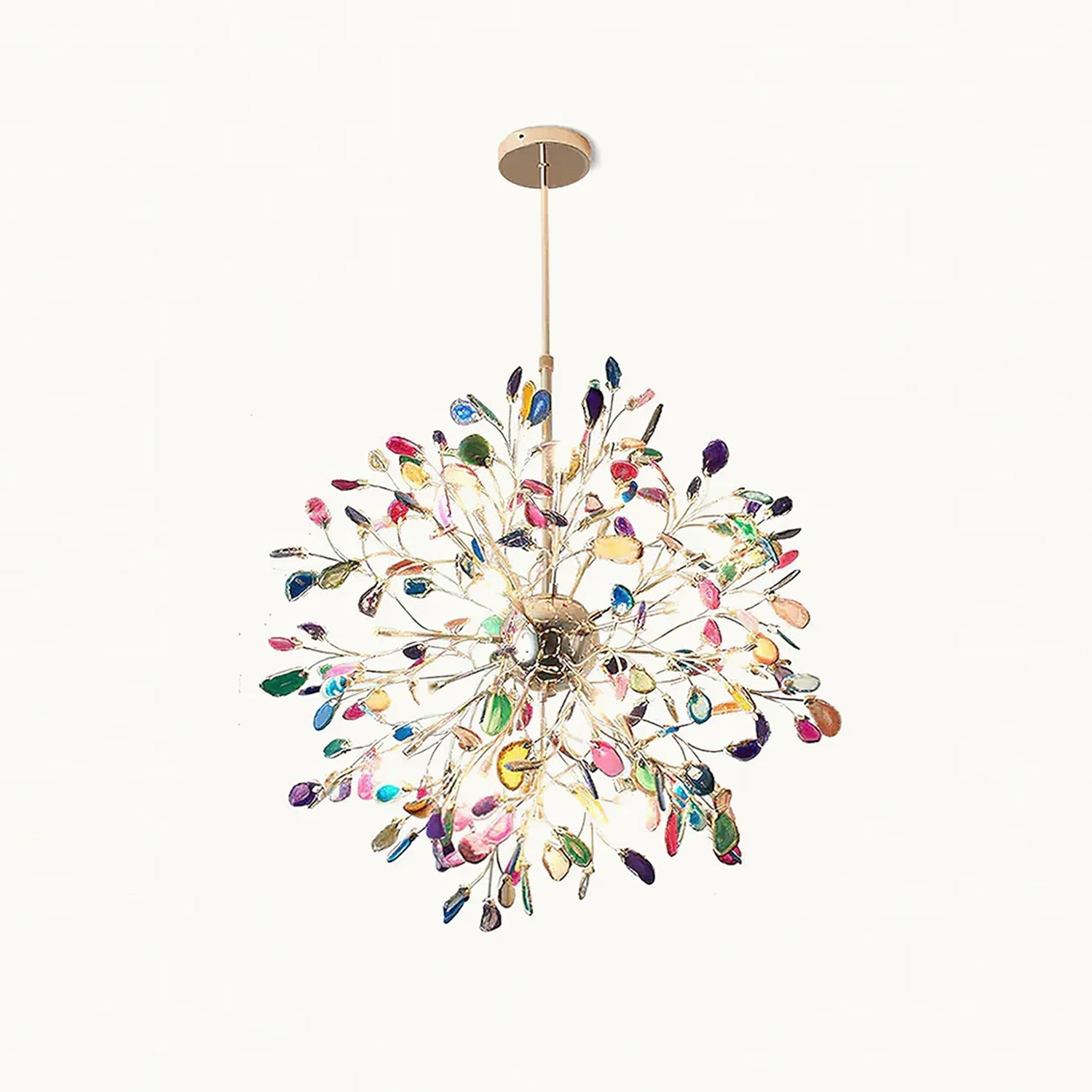 Pendant Light Natural Agate G4 58.0 cm Gold Living Room Dining Room Chandelier Multicolour Ceiling Hanging Light | Thomler