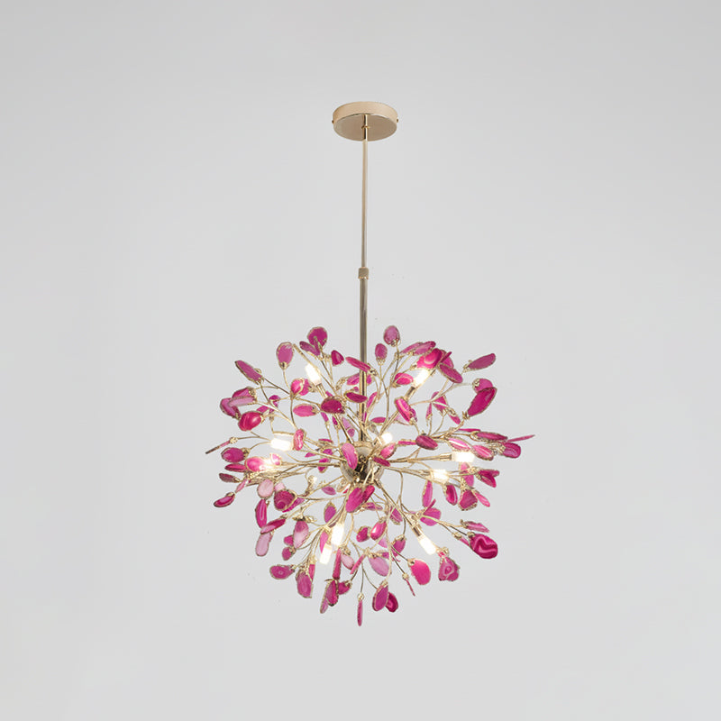 Pendant Light Natural Agate G4 58.0 cm Gold Living Room Dining Room Chandelier Multicolour Ceiling Hanging Light | Thomler
