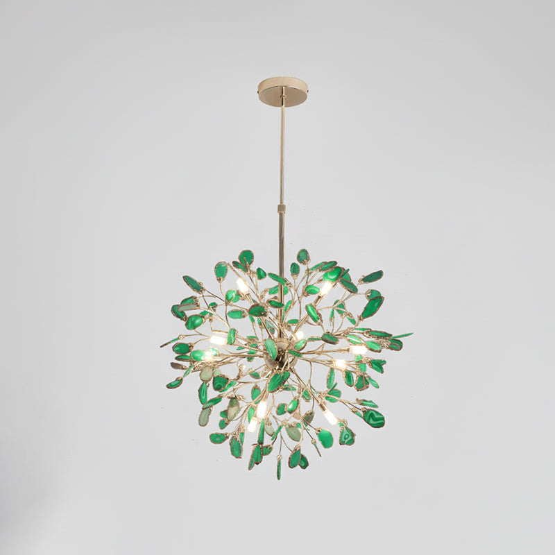 Pendant Light Natural Agate G4 58.0 cm Gold Living Room Dining Room Chandelier Multicolour Ceiling Hanging Light | Thomler