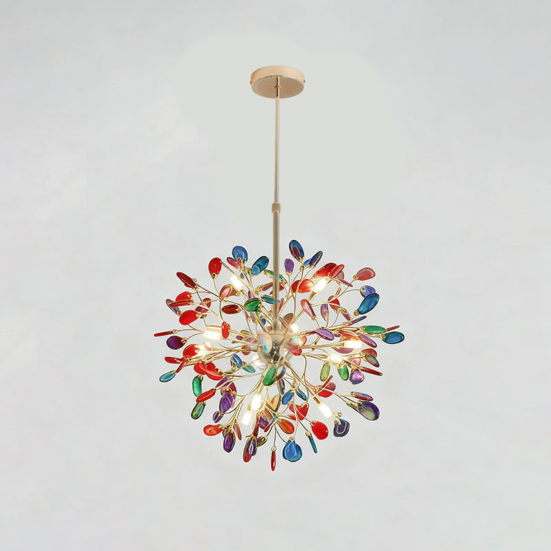 Pendant Light Natural Agate G4 58.0 cm Gold Living Room Dining Room Chandelier Multicolour Ceiling Hanging Light | Thomler