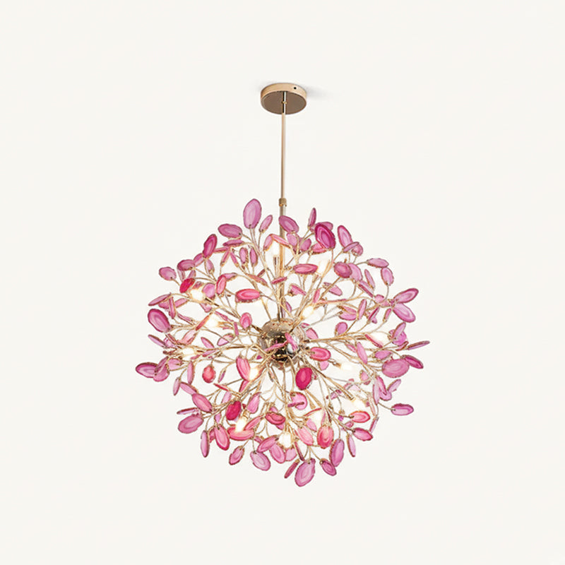 Pendant Light Natural Agate G4 58.0 cm Gold Living Room Dining Room Chandelier Multicolour Ceiling Hanging Light | Thomler