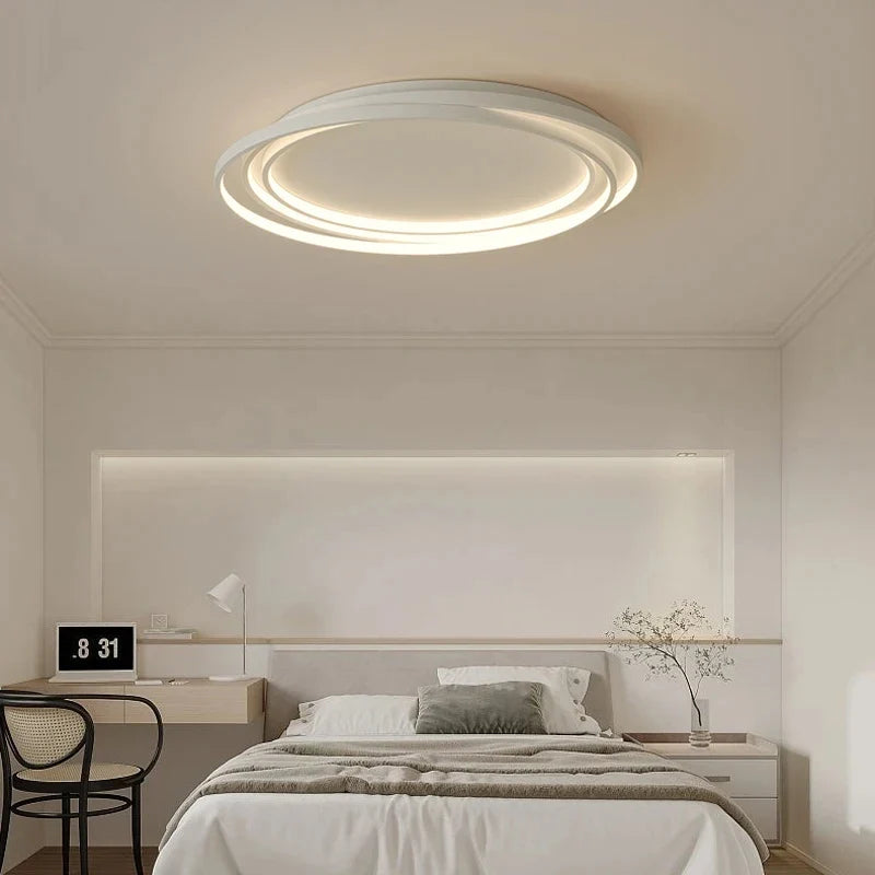 Modern LED Ring Flush Mount Ceiling Fixture – Adjustable Brightness Metal & Acrylic Light for Living Room, Bedroom, Kitchen | Thomler