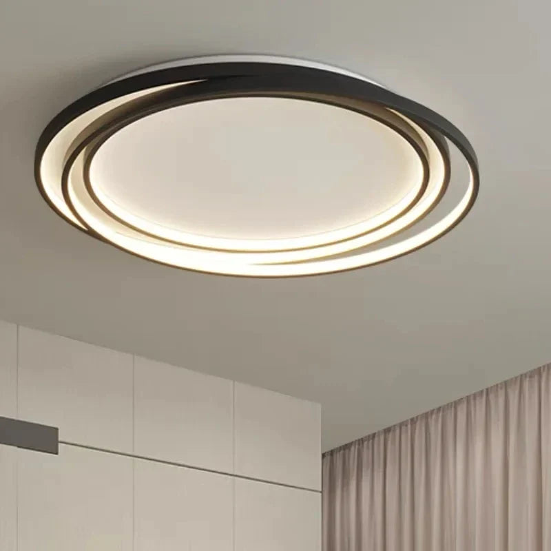 Modern LED Ring Flush Mount Ceiling Fixture – Adjustable Brightness Metal & Acrylic Light for Living Room, Bedroom, Kitchen | Thomler