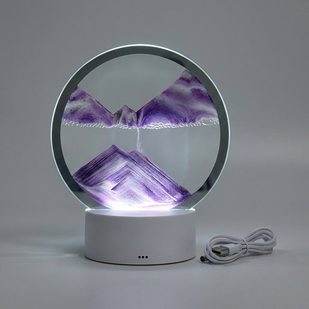 Sand Art Lamp Glass 25.0 cm x 20.0 cm LED Mood Lighting Bedroom Desk Decoration Scandinavian Living Room | Thomler