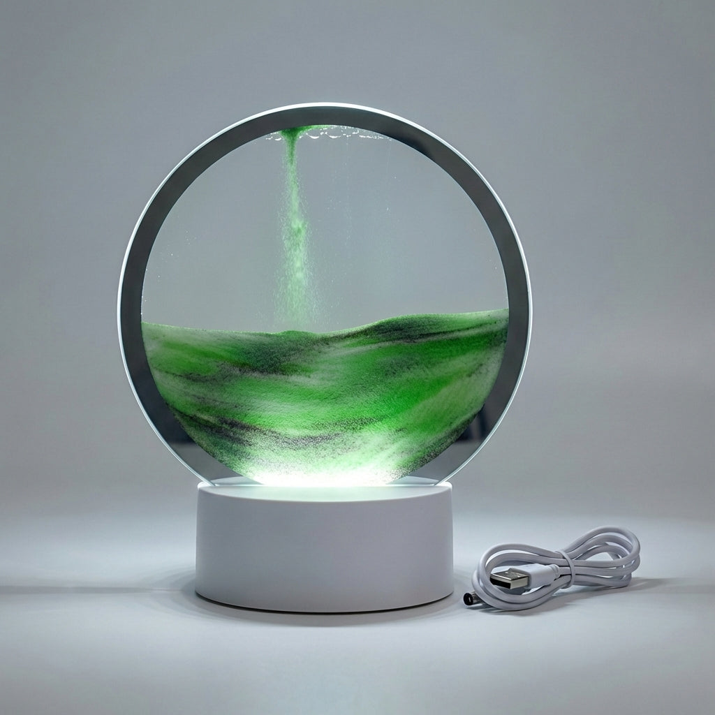 Sand Art Lamp Glass 25.0 cm x 20.0 cm LED Mood Lighting Bedroom Desk Decoration Scandinavian Living Room | Thomler