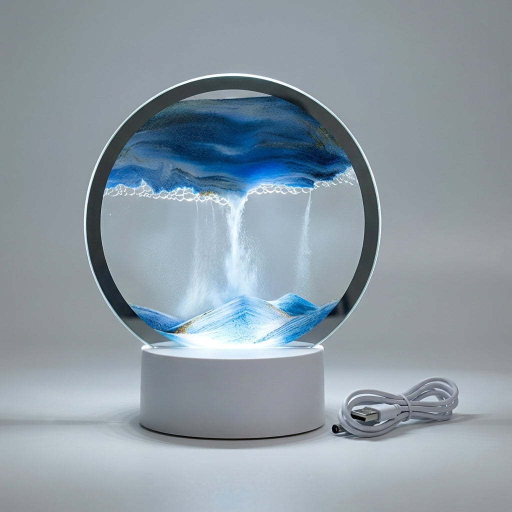Sand Art Lamp Glass 25.0 cm x 20.0 cm LED Mood Lighting Bedroom Desk Decoration Scandinavian Living Room | Thomler