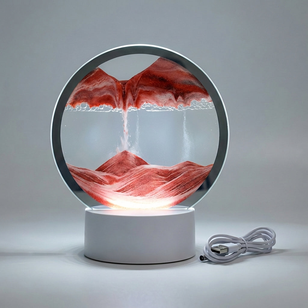 Sand Art Lamp Glass 25.0 cm x 20.0 cm LED Mood Lighting Bedroom Desk Decoration Scandinavian Living Room | Thomler