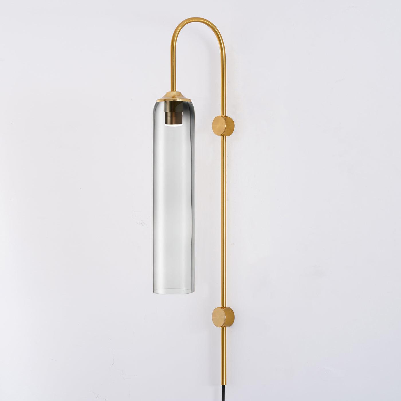 Wall Lamp Glass Cylinder 59 in Cord Gold Bedroom Living Room Plug In Sconce Modern Accent Lighting | Thomler